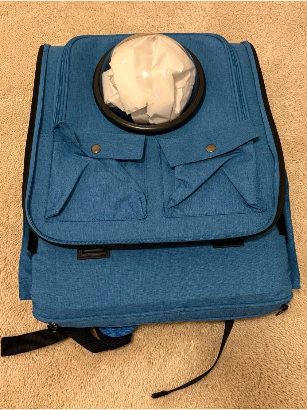 Blue Cat Bubble Backpack Carrier with Front Pockets